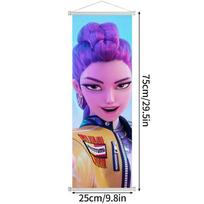 Kpop: Demonų medžiotoja Kabantis audinys Rumi Mira Zoey Spausdintas plakatas Demon h-Hunters Ritininis paveikslas 75x25cm Sienos dekoras