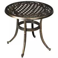 Sodo staliukas, atsparus oro sąlygoms, su aliuminio liejimo rėmu, apvalus, 60 kg apkrova, Ø60x52,5 cm