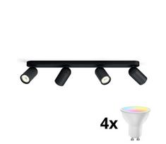 Philips - LED RGBW dimeriuojamas taškinis šviestuvas 4xGU10/4,8W/230V3000K juodas + nuotolinis pultas