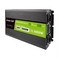 Green Cell Przetwornica napicia PowerInverter LCD 24 V 3000W/60000W Przetwornica samochodowa z wywietlaczem - czysty sinus power adapter/inverter