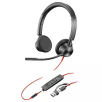 HP Poly Blackwire 3325 Stereo USB-C Headset +3.5mm Plug +USB-C/A Adapter