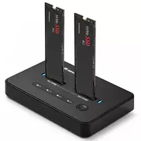 „Qoltec“ M.2 NVMe SSD diskų doko stotis | PCIe | USB-C | 20Gb/s | DUAL 2 x 8 TB | klonavimas neprisijungus
