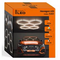 LED lubinis šviestuvas – šešiakampis panelė 298×209 cm, apšvietimas garažui ir dirbtuvėms