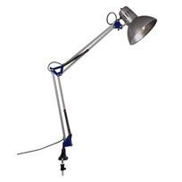 Sidabrinės spalvos stalinis šviestuvas su sulankstoma konstrukcija/su segtuku (aukštis 73,5 cm) Tajo – Trio