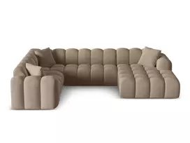 Velvet Panoramic Left Corner Sofa, "Treno", 4 Seats, 330x240x70 Made in Europe