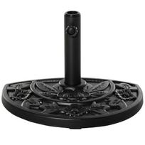 "Outsunny" skėčių stovas 9 kg sodo skėčių pagrindas su gėlių dizainu, skirtas Ø35/38/48 mm skėčių stulpams, HDPE, pusapvaliams skėčiams, juodas