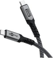 Goobay | USB-C Cable with Textile Sheath, USB4, 240 W, 40Gbit/s, Power Delivery, 0.5 m, Black/Grey | 74210