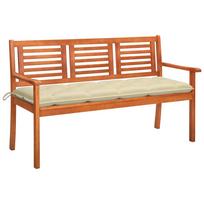 Trivietis sodo suoliukas su pagalvėle, 150cm, eukalipto masyvas