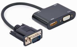 Gembird VGA Male to HDMI Female Adapter, 0.15m, Black
