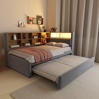 Sofa-lova 90x200 su ištraukiama lova, LED ir lizdais
