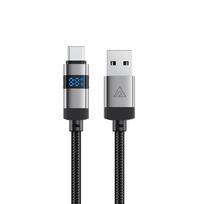 Acefast C15-04 USB-A - USB-C kabelis su ekranu 480Mb/s 66W 1.2m - Juodas