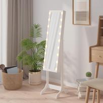 Laisvai pastatomas veidrodis su LED baltas 34x37x146cm