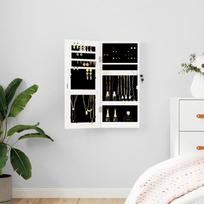 Veidrodinė papuošalų spintelė balta 30x85x67cm sieninė