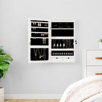 Veidrodinė papuošalų spintelė su LED apšvietimu baltos spalvos