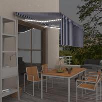 Markizė su uždanga/LED/vėjo jutikliu mėlyna/balta 3x25m
