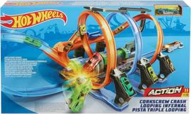 Hot Wheels Action Corkscrew Crash FTB65 lenktynių trasa su avarijų efektu