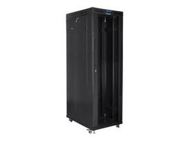Komutacinė spinta pastatoma LANBERG 19" 42U 800x1000 glass door LCD flat pack black