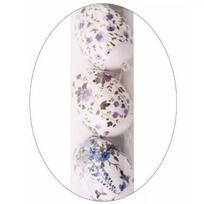 Dekoratyvinių kiaušinių rinkinys su violetinių ir mėlynų gėlių ornamentu, 6 cm - 6 vnt.