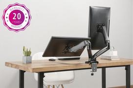 Up Up Premium Dual-Screen Monitoriaus laikiklis 17-32'', VESA 75x75, 100x100, Matinė juoda