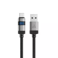 Acefast C15-04 data transfer and charging cable | USB-A to USB-C | 66W | with LED display | 1.2m | black