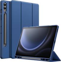Jetech dėklas, skirtas Samsung Galaxy Tab S9 Fe+/s9 Fe Plus 12.4 colių planšetiniam kompiuteriui su S Pen laikikliu, minkštas Tpu trijų dalių atverčiamas stovas, apsauginis dėklas, palaiko S Pen įkrovimą, automatinis pažadinimas/užmigdymas (tamsiai mėlyna