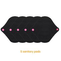 5 vnt. Daugkartinio naudojimo įklotų rinkinys 4 dydžių pasirinkimas Pure Black Daugkartinio naudojimo menstruacijų įklotai Super sugeriančios higieninės servetėlės. 5PCS - XS juoda