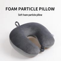 U-Shaped Solid Color Neck Pillow: Portable Foam Particle Travel Pillow for Office, Car, and Airplane Use Dark Gray (No Button or Loop)