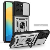 Skirta Motorola Moto G86 5G dėklas Atsparus smūgiams Šarvuotas Magnetinis laikiklis Žiedas Dėklas Skirta Moto G86 G 86 MotoG86 Slankiojančio objektyvo apsauginis dangtelis For Moto G86 sidabras