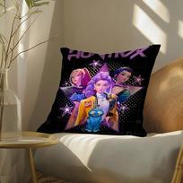 Pop-Cartoon Movie K-Pop Demon Hunters Pillow Case Silky elegant Comfort Sofa Bed  Invisible zipper Beach pillowcase 12x12Inch