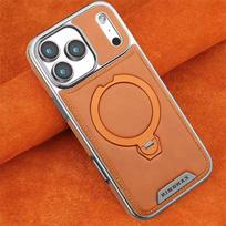 Magnetinis pasukamas laikiklis Prabangus odinis telefono dėklas iPhone 11 12 13 14 15 16 17 Pro Max Plus, su belaidžiu įkrovimu, atsparus smūgiams dangtelis iPhone 17 Pro Max juoda