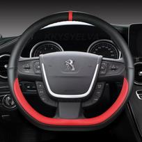 Peugeot 508 2011 2012-2017 2018 508 SW 2011-2018 automobilio vairo gaubtas iš mikropluošto odos, D formos, automatinis raudona