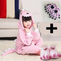 Dinozaurų Kigurumi Pižama Gyvūnų Cosplay Kostiumas Vaikams Berniukams Mergaitėms Vieno gabalo Žieminė Šilta Miego Apranga su šlepetėmis pirštinėmis 4T