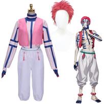 Akaza Cosplay Kostiumas Perukas Anime Demonų Sunaikintojas Aukščiausio Rango Trys Uniforma Lipdukai Hakuji Kimetsu No Yaiba Helovinas Karnavalas Dovana L-(Costume+Wig)