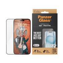 PanzerGlass | Screen protector | Apple | IPhone 15 Plus | Glass | Transparent | Ultra-wide fit, Scratch resistant, Drop protection, EasyAligner included