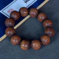 Vyriška šešių krypčių raudonojo sandalmedžio Huanghuali apyrankė su Prajnaparamitos Širdies Sutros raižiniais - Budistinių karolių dizainas 20mm*12 beads