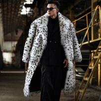 Žiemos naujo leopardo rašto kailio vientiso vyriško palto pailginto kostiumo apykaklė dirbtinio lapės kailio kailio žolės kailio tendencija M