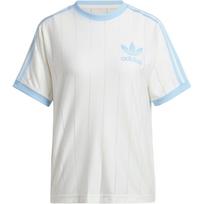 Adidas Originals Dryžuotas raidžių spaudinys Sportiniai marškinėliai trumpomis rankovėmis su apvalia iškirpte Moteriški viršutiniai drabužiai Han-Jade-White IR7469 XS