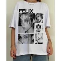 FELIX homeless children Kpop design T-shirt unisex short-sleeved T-shirt pure cotton high-quality women's streetwear S