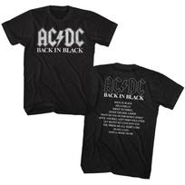AC/DC Back In Black Albumas Juoda Roko ir Rolo Muzikos Grupė Marškinėliai S
