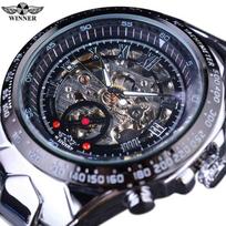 Nugalėtojas Mechaninis sportinio dizaino rėmelis Auksinis laikrodis vyriški laikrodžiai Populiariausi prabangūs prekės ženklo „Montre Homme“ laikrodis vyriškas automatinis skeleto laikrodis