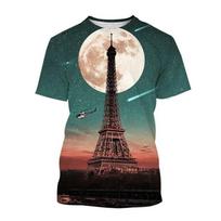 Paryžiaus Eifelio bokštas 3D spausdinimo marškinėliai Streetwear Vyrams Moterims Mada Per dydį apvalia kaklo iškirpte trumpomis rankovėmis T marškinėliai Viršutiniai drabužiai S