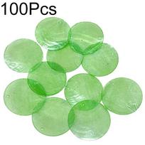 100 vnt. Natūralios kriauklės namų dekoras papuošalų gamyba DIY vėjo varpams 5 cm apvalios kapizo kriauklės su 2 skylutėmis 100pcs šviesiai žalios spalvos