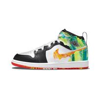 Air Jordan 1 Mid SE PS Drip Vaikų sportbačiai Juodi Team-Orange Kumquat DJ6562-038 35