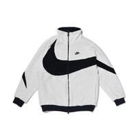 Nike moteriškas dvipusis pliušinis švarkas su dideliu Swoosh ženklu (Azijos dydis) Balta/Tamsiai mėlyna/Juoda Vyriški viršutiniai drabužiai BQ6546-114 M black