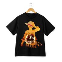 One Piece Luffy Sunset Anime T-Shirt – Straw Hat Pirate Unisex Graphic Crew Tee 4XL black