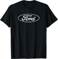 Ford - Baltas Ovalus Logotipas Su Nudėvėjimo Efektu Marškinėliai XL