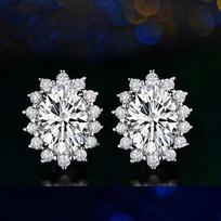 Sri Lanka Royal Synthetic Sapphire Earrings Women's Diamond Amethyst Colored Gemstone Princess Diana Flower Stud Earrings