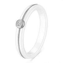 4MM luxury Zircon Ceramic Black White Ring For Women Finger Jewelry Accessories 6