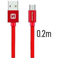 Swissten Textile Quick Charge Universal Micro USB Data and Charging Cable 0.2m SW-QU-MICR-USB-0.2-R