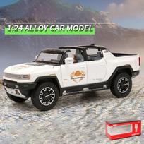 1/24 Scale Hummer EV sunkvežimių lydinio automobilio modelis, naujos energijos visureigių žaislų modeliavimas su garsu ir šviesa dovanomis vaikams Hardtop-22.1x9.5x8.2cm balta